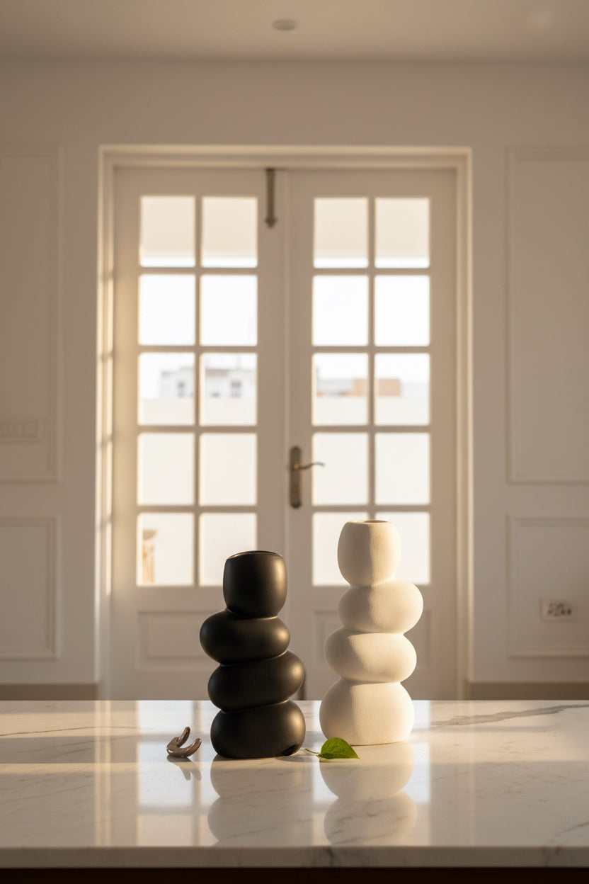The "Zenith" Stacked Stone Ceramic Vase