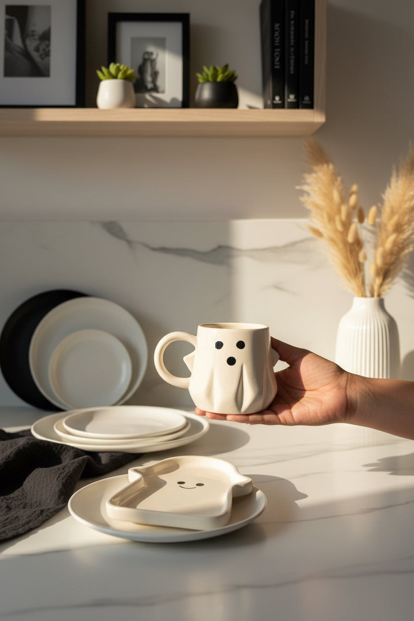 Boo Buddy Ceramic Mug & Plate Set 👻🤍 ( Set of two )