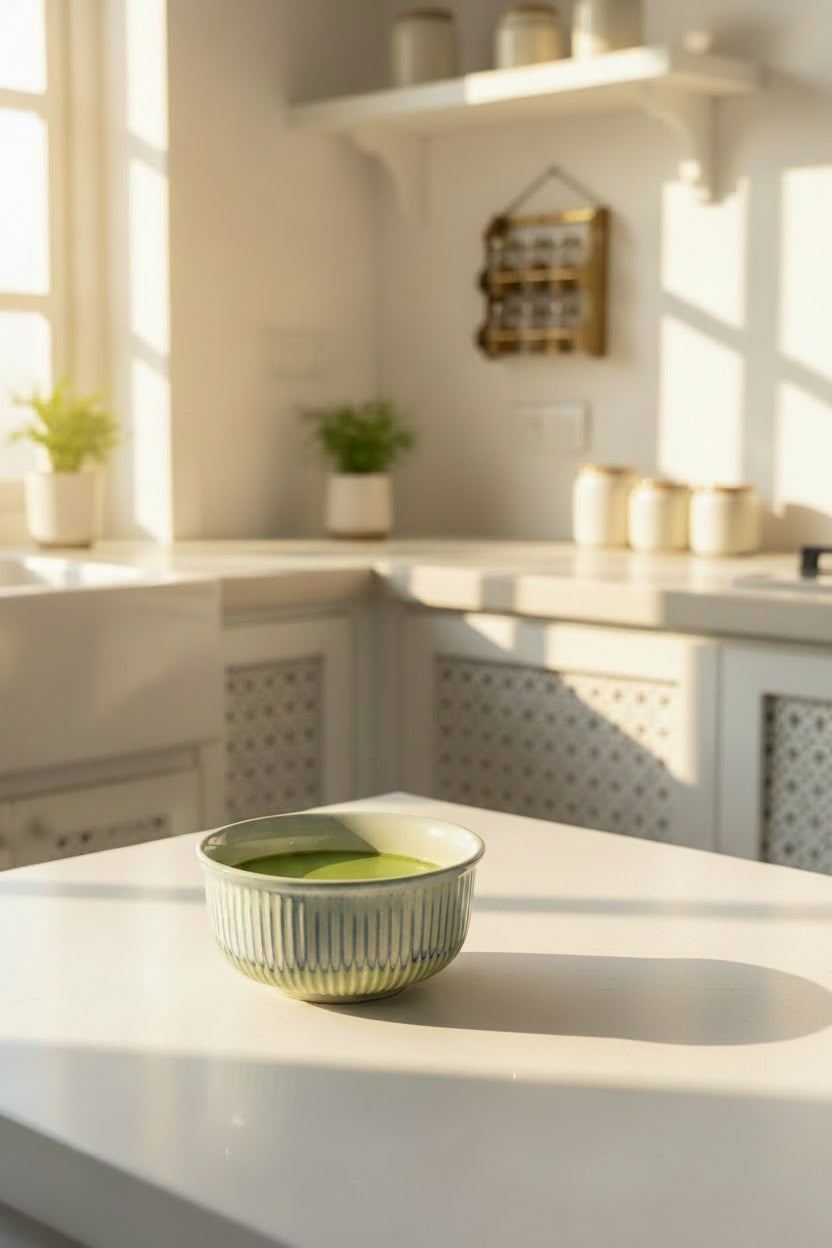 Blush and sage Stripe bowls capacity 600 mL