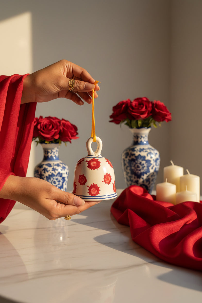 Handpainted Ceramic Hanging Bells (Set of 1)