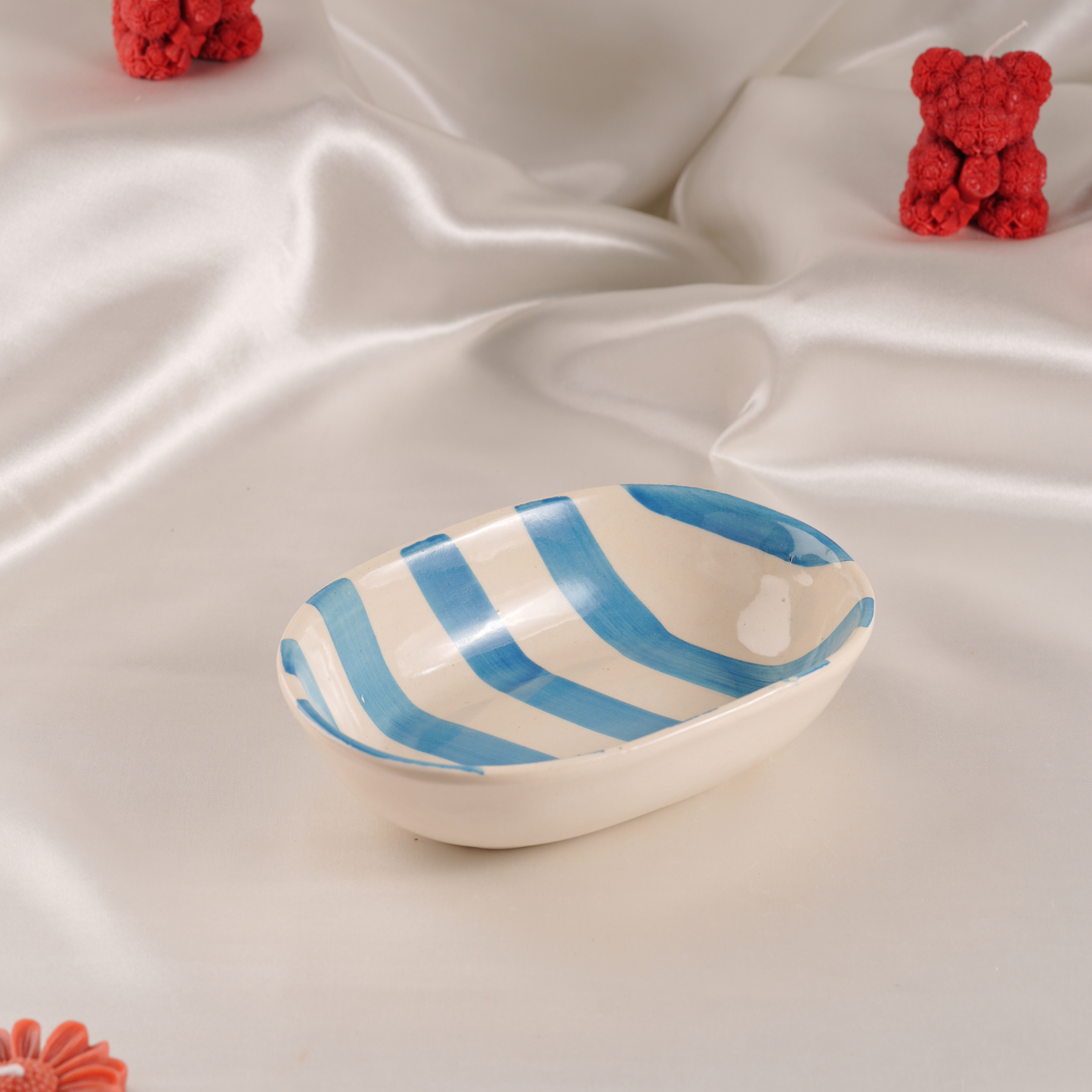 My Crockery Shop Stripe Oval Ceramic Snack Dish