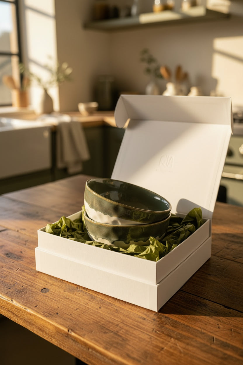 Olive Ombre Diamond Ceramic Bowl – 600 mL set of 1