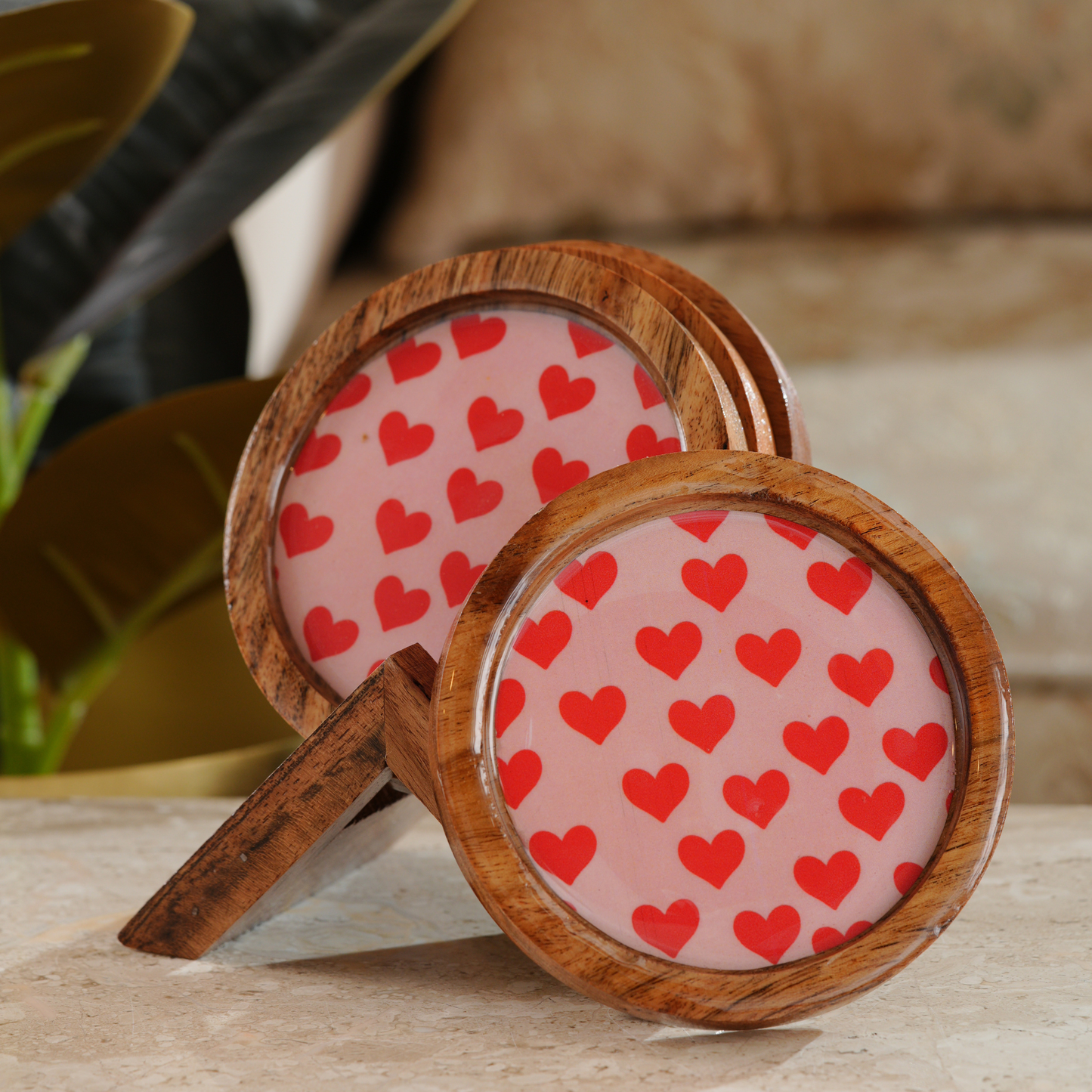 My Crockery Shop Wooden Tea Coaster- Set Of 4