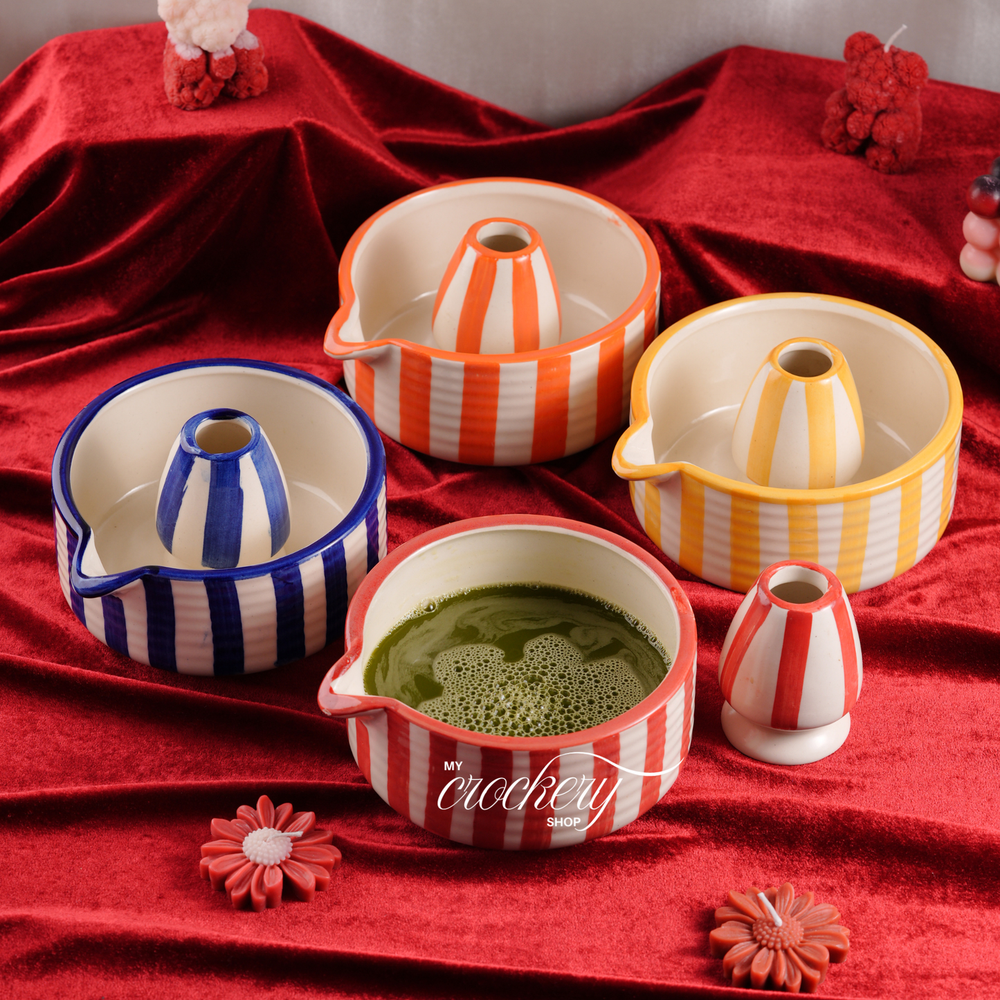 My Crockery Shop Ceramic Ribbed Matcha Cup