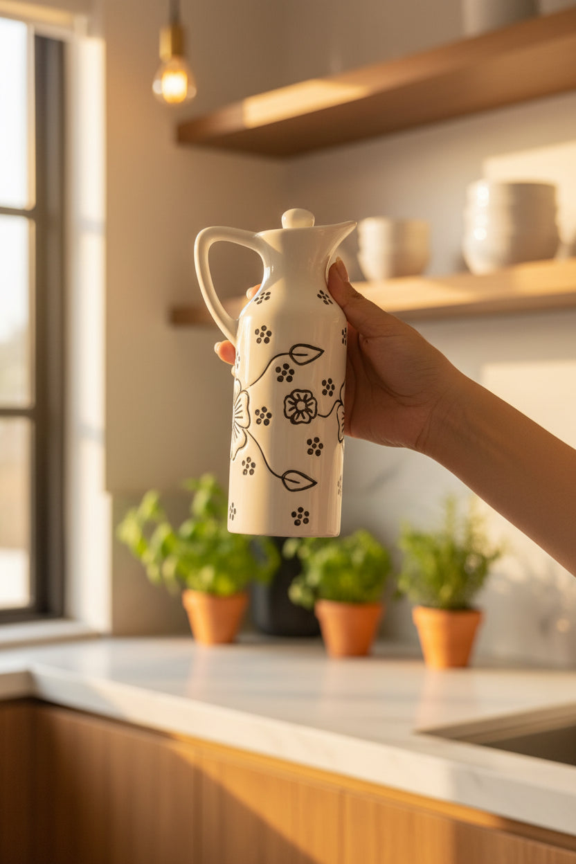 Handcrafted Ceramic Oil Dispenser – 350 mL
