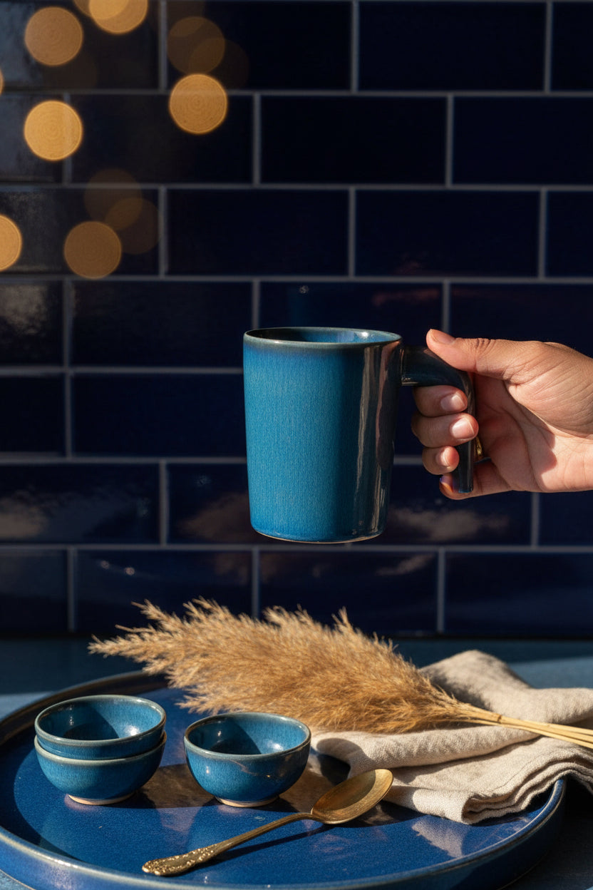 Glossy Hingle Handle Ceramic Mug – 300 mL (Set of 1)