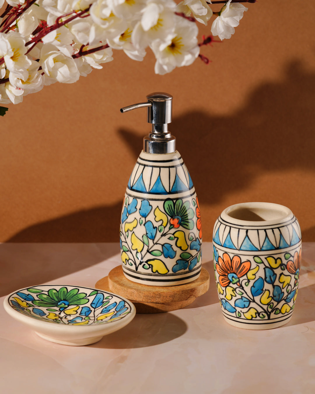 My Crockery Shop Elegant Ceramic Bathroom Set – 3-Piece Collection