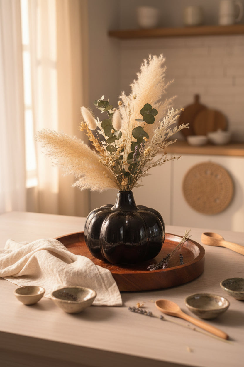 Product Name: Midnight Pumpkin Ceramic Vase
(Set of 1)