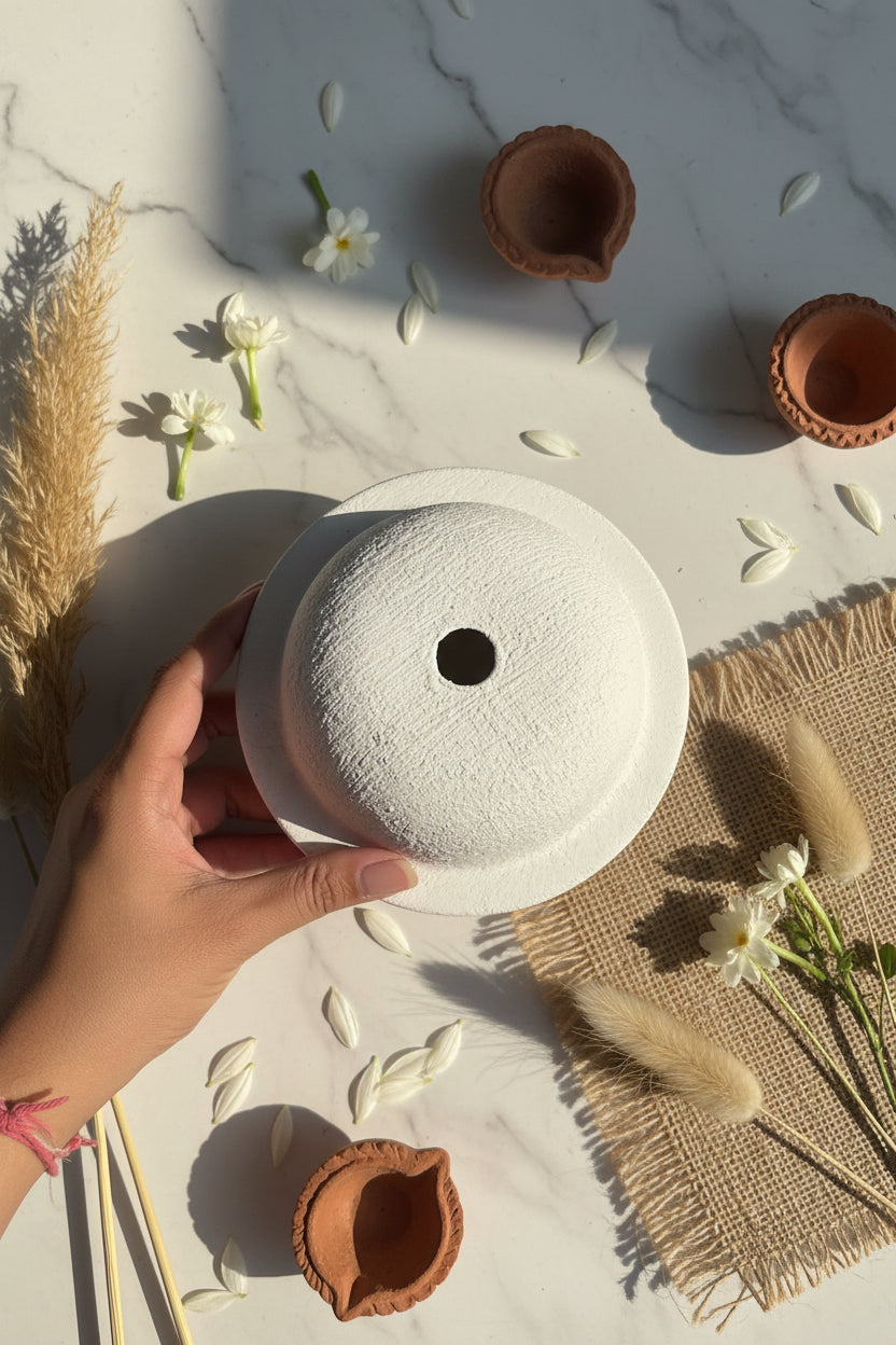 The "Saturn" Textured Matte Ceramic Ring Vase