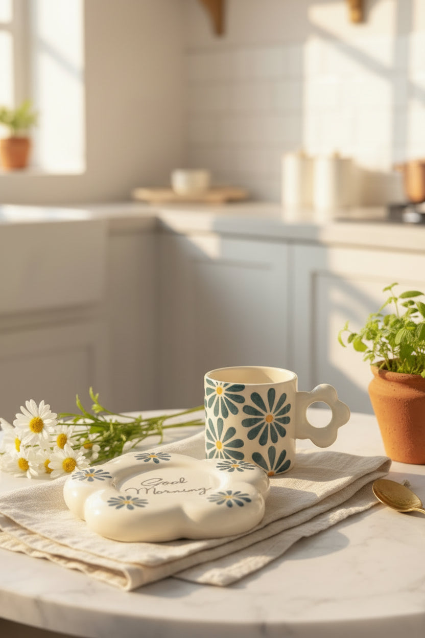 Bloom & Berry Ceramic Mug with Floral Saucer – 300 mL