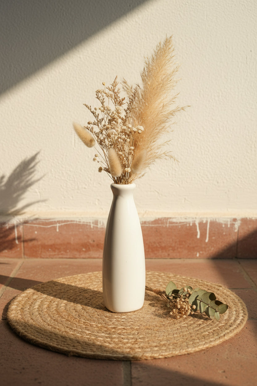 The "Aura" Tall Minimalist Glossy White Vase