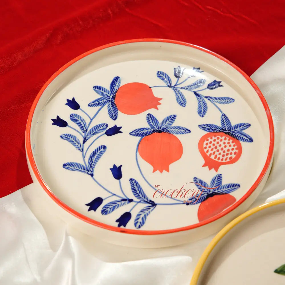 My Crockery Shop Artisan Botanical Ceramic Plate- Single - Blue Vine Floral - Serveware