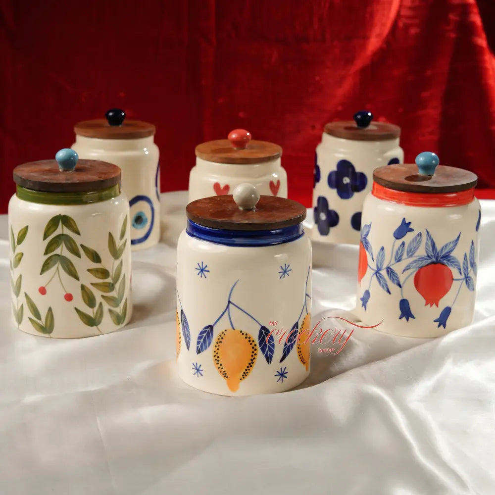 My Crockery Shop Artisan Fruit & Floral Ceramic Jar Collection- Single - Kitchen Storage