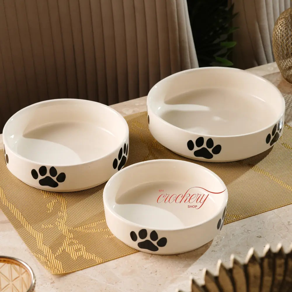 My Crockery Shop Ceramic Bowl Set - Paw Print Classic - Serveware