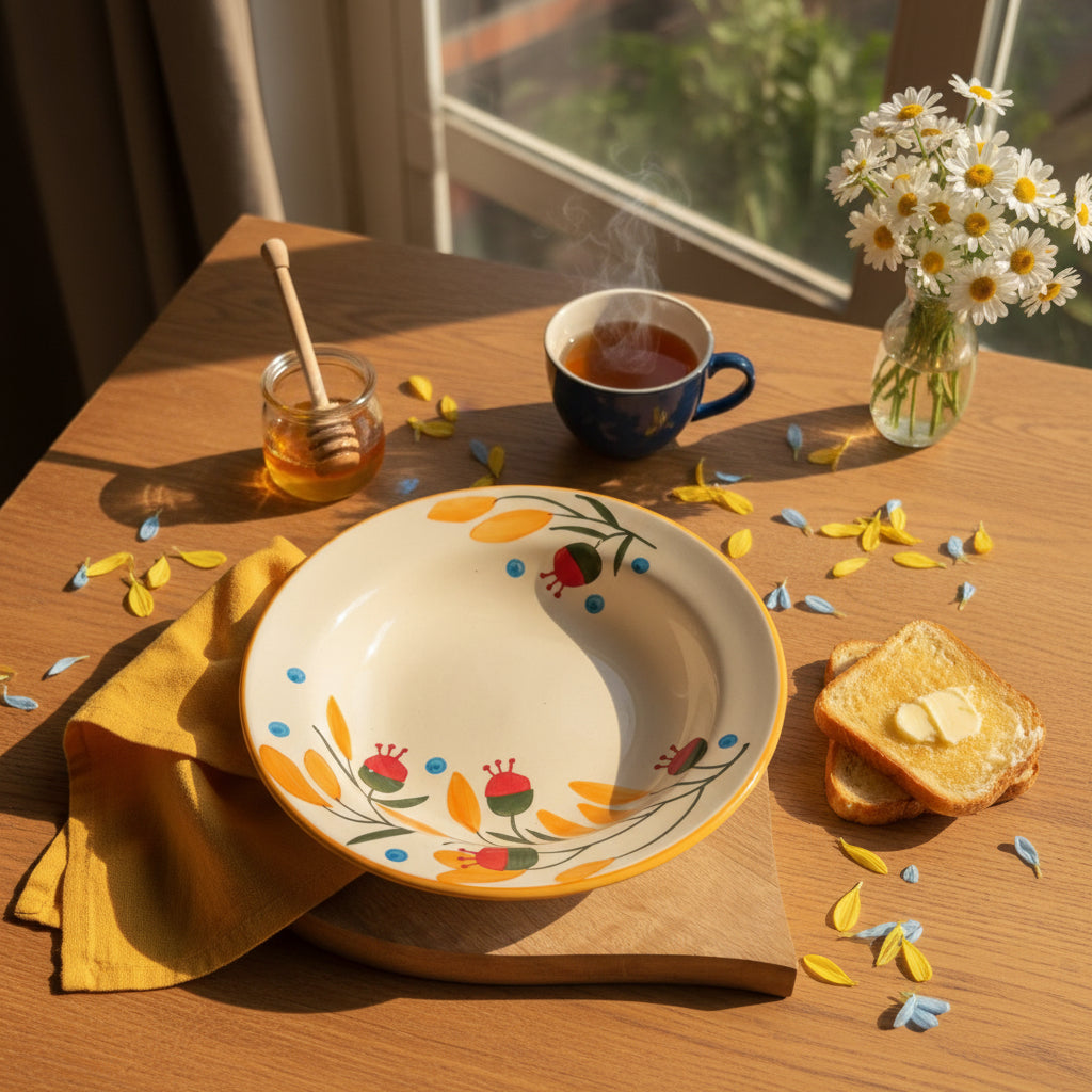 🌼 Floral & Leafy Pasta plates ( set of 1)