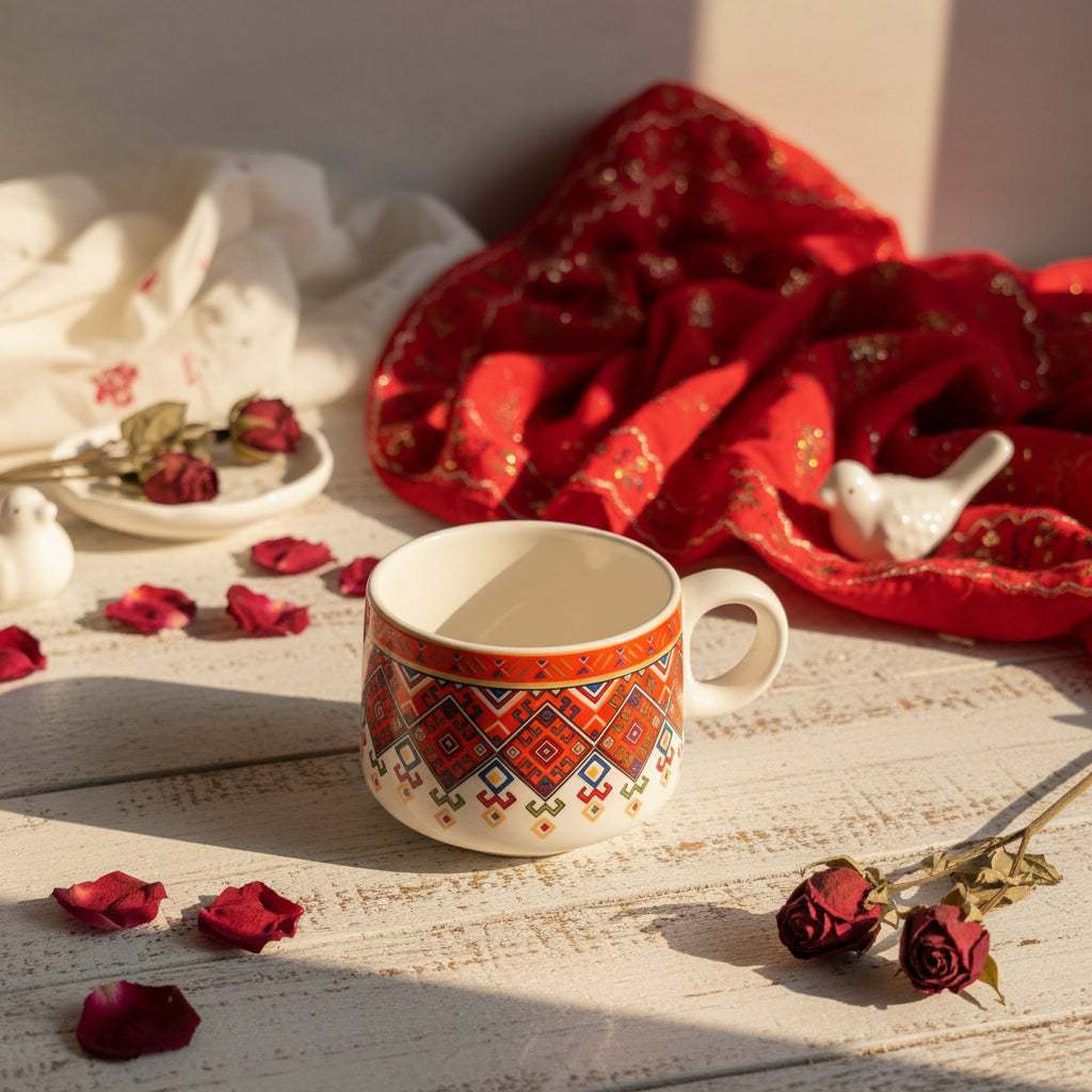 🌸 Multicolour & Floral Tea Cups – Set of 6