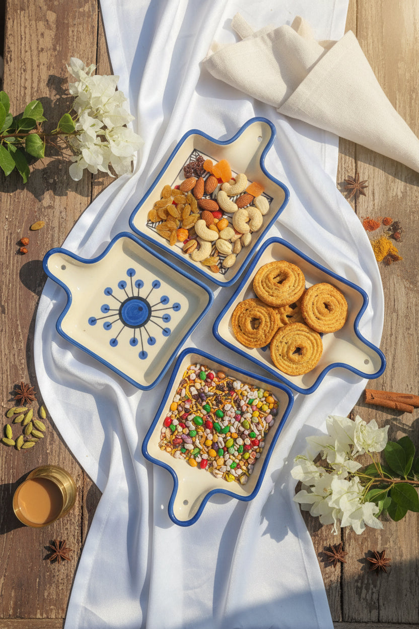 🌸 Folk Bloom Hand-Painted Pan Platter