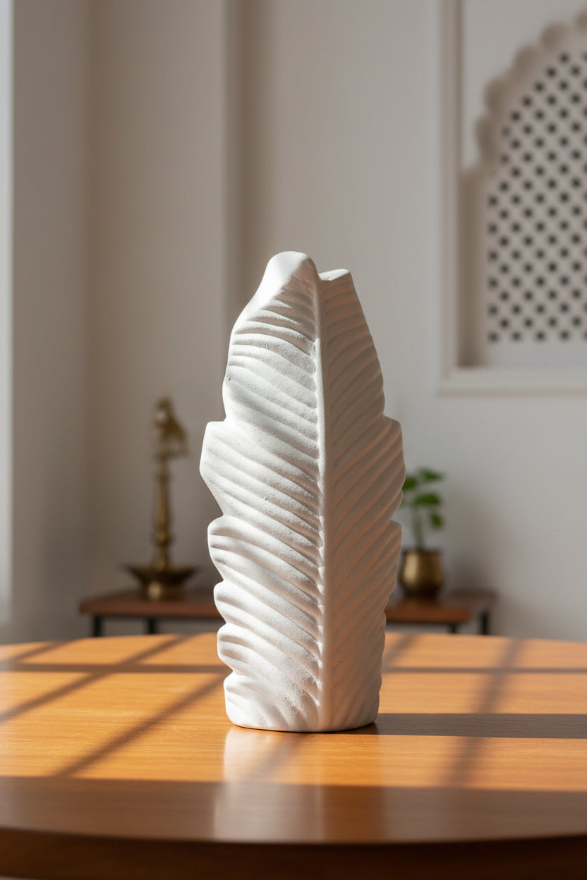 The "Folia" Embossed Ceramic Leaf Vase