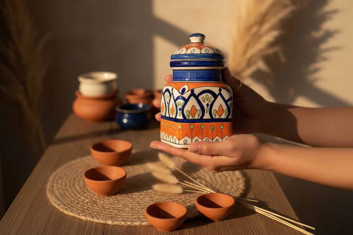 👑 Mughal Royalty Ceramic Jar Collection ( Set of 1 )
