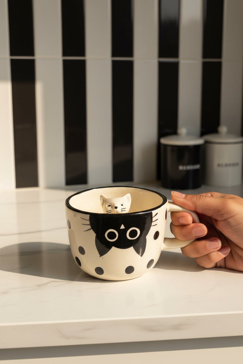 Whiskers & Paws Embossed Ceramic Mug Collection (Set of 1)