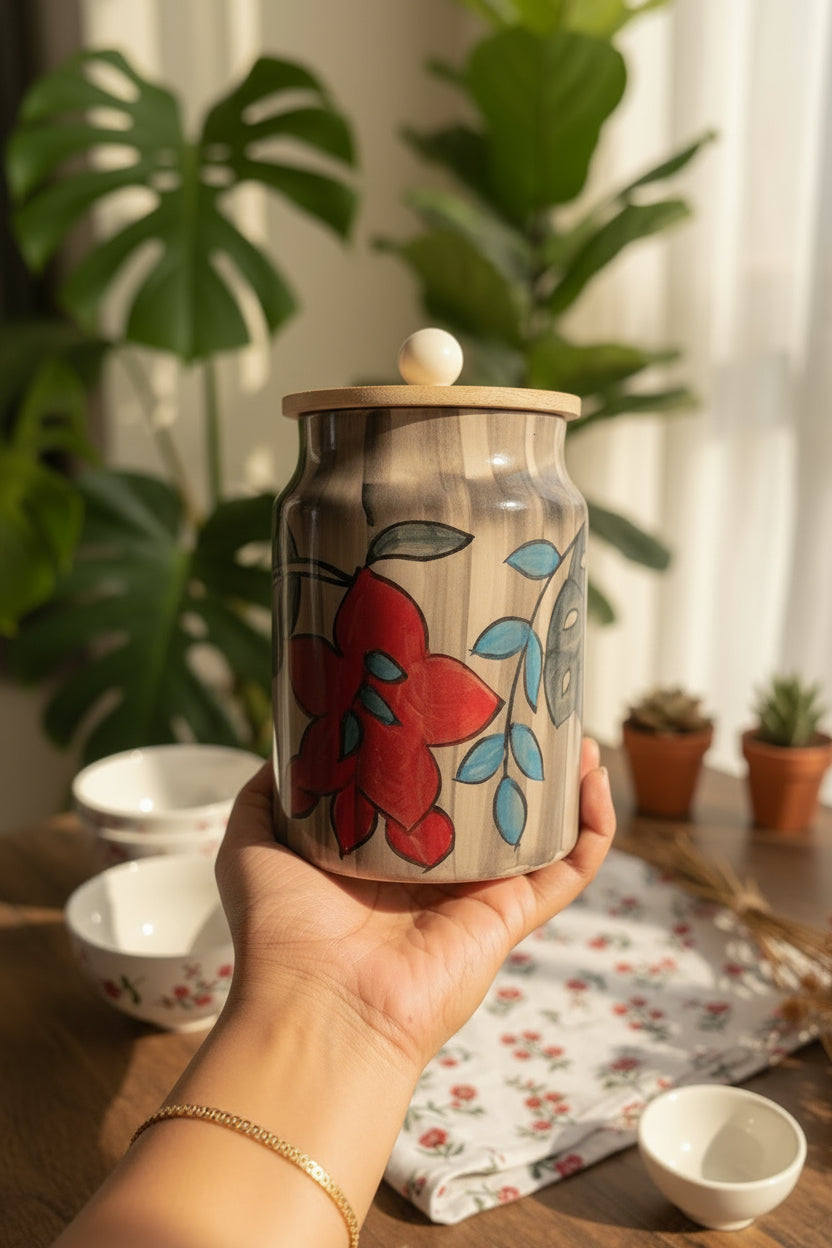 Cut work ceramic jars