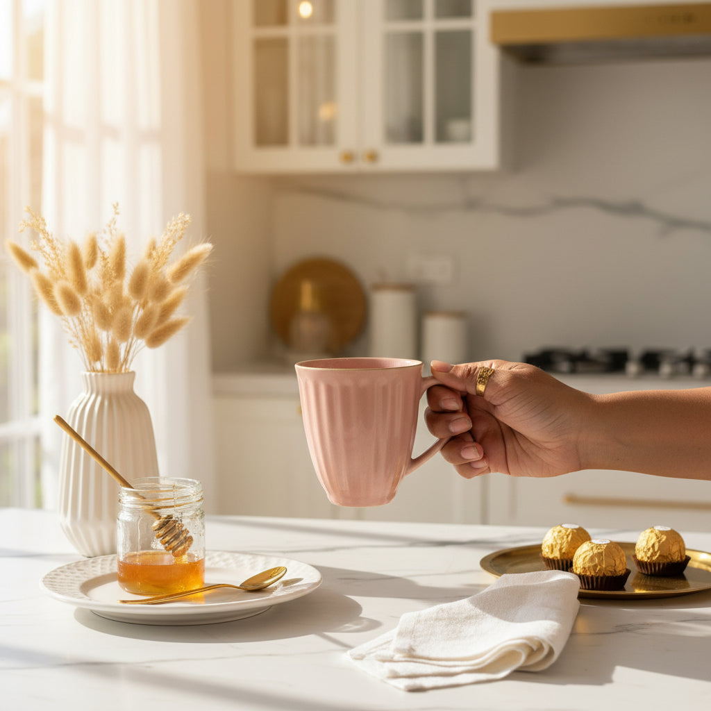 Blush & Olive Ceramic Mugs (Set of 1)