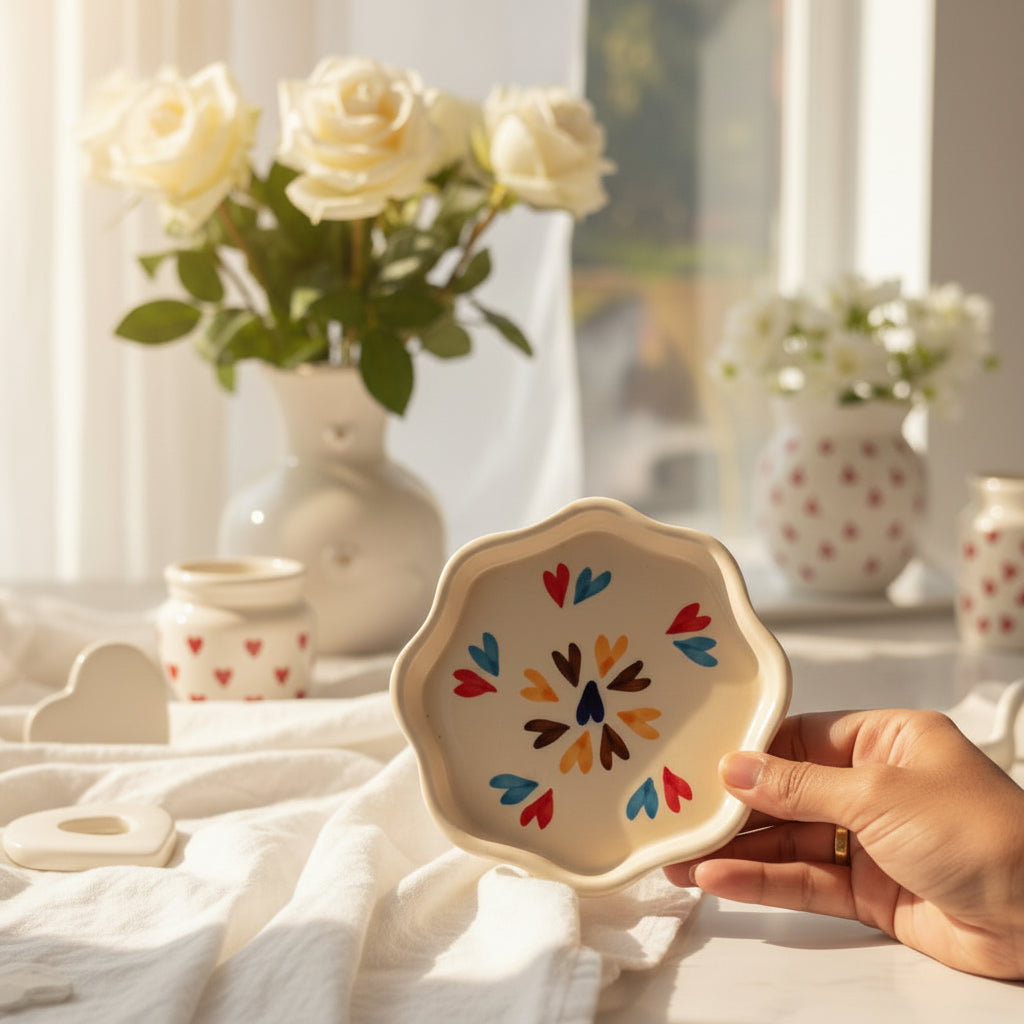 Heart & Grape Spiral Ceramic Dessert Plates 🤍🍇

(set of 1)