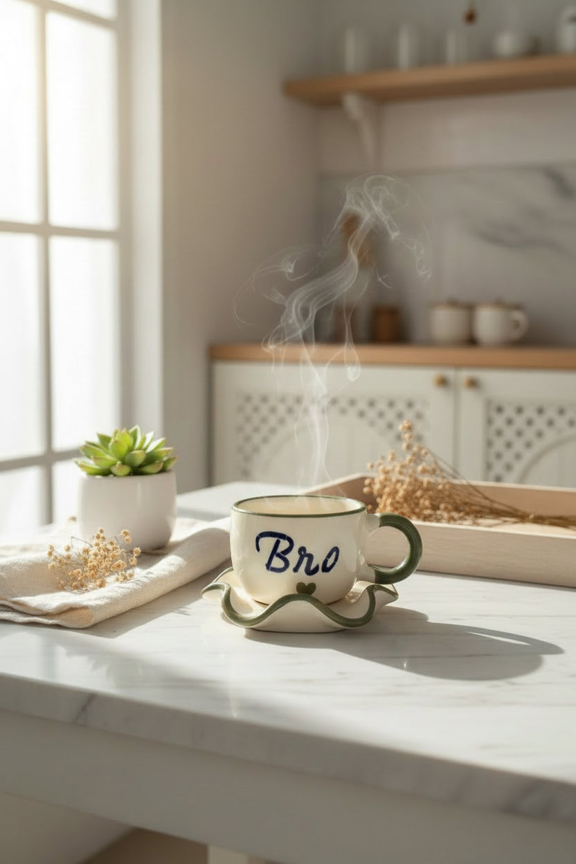 Bro & Sis Ceramic Mug & Saucer Set – Raksha Bandhan Gift Set | 220 mL | Microwave Safe