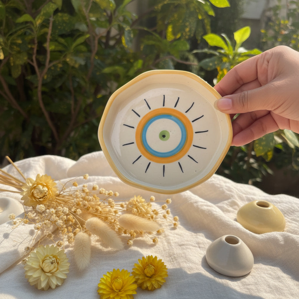 Heart & Boho Nazar Ceramic Cookie Plates 🤍💙💛

(set of 1)