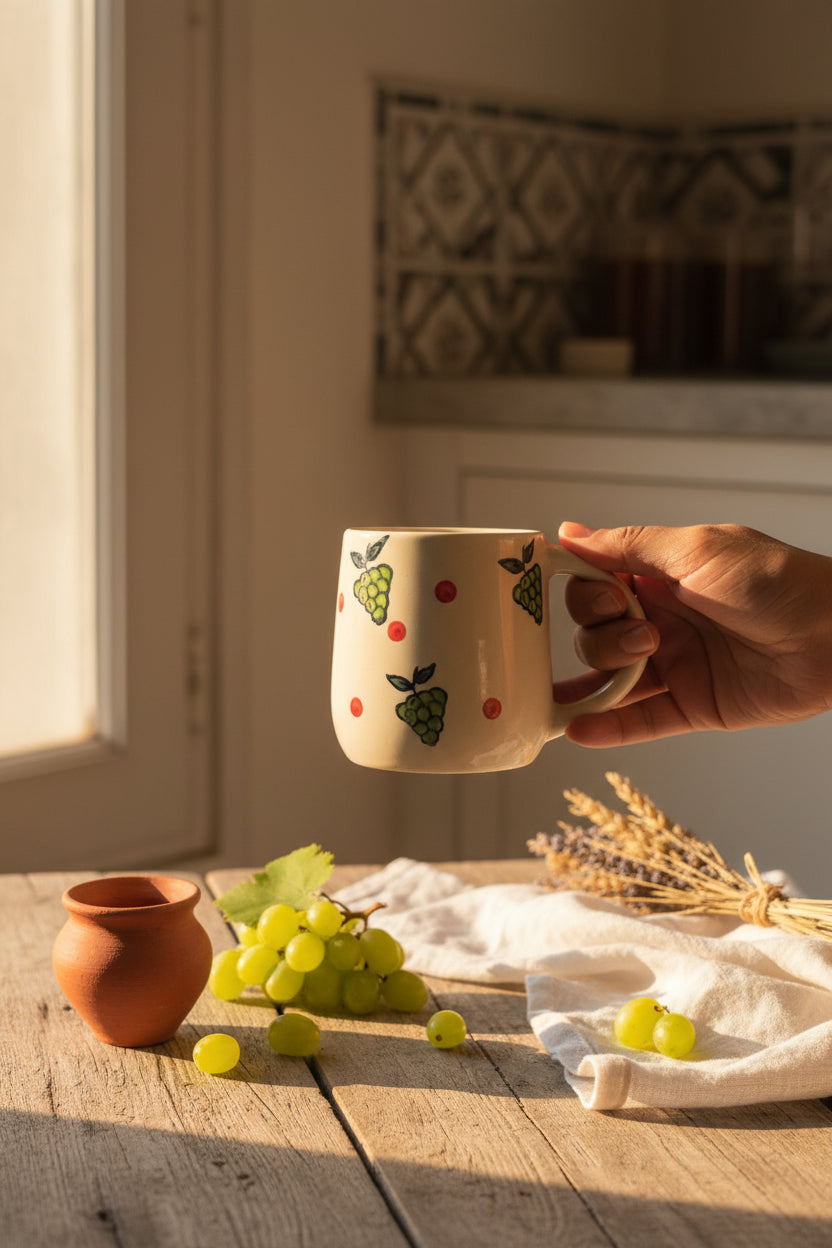 Vineyard Bliss Handpainted Ceramic Mug – 300 mL