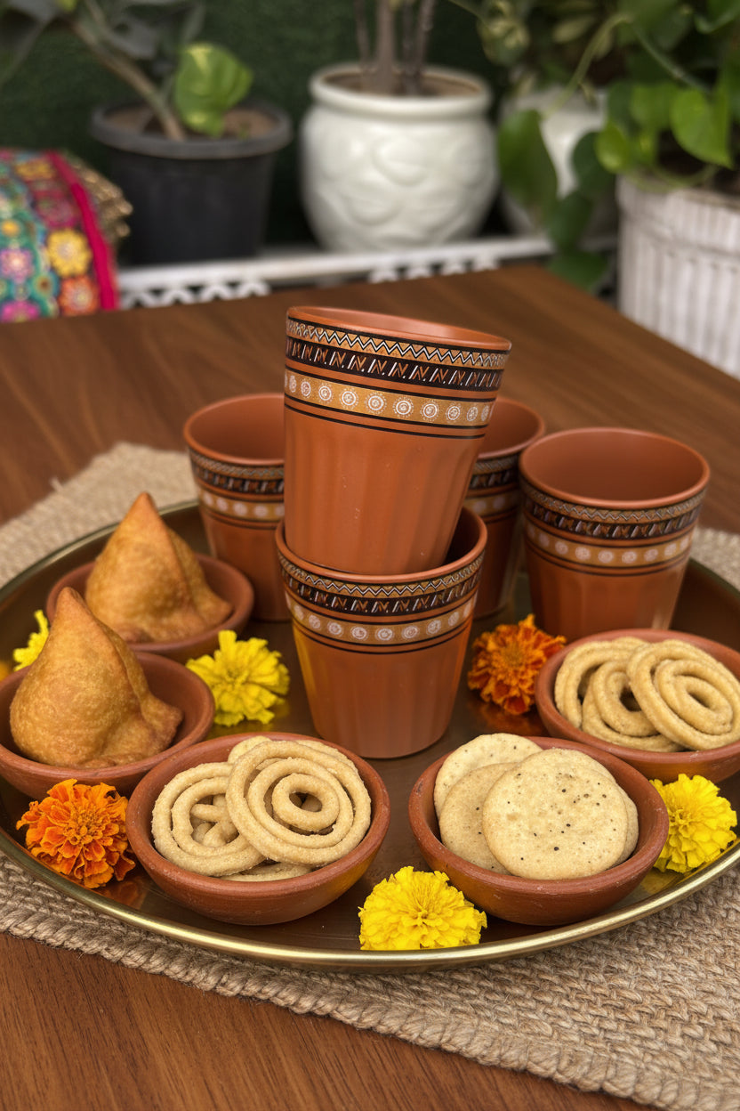 My Crockery Shop Classic cutting chai set of six glass