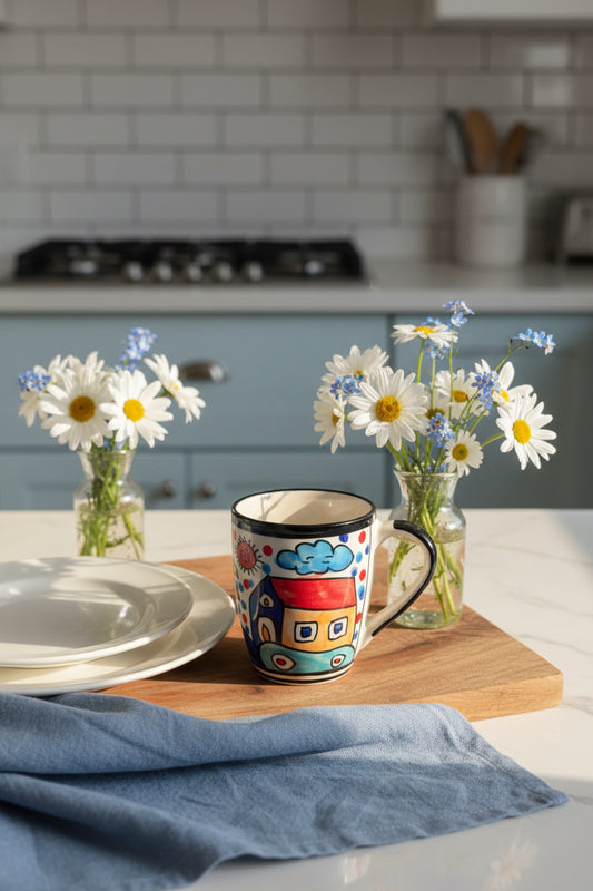 🏡 Rustic Hut Painting Ceramic Mug (Set of 1 )