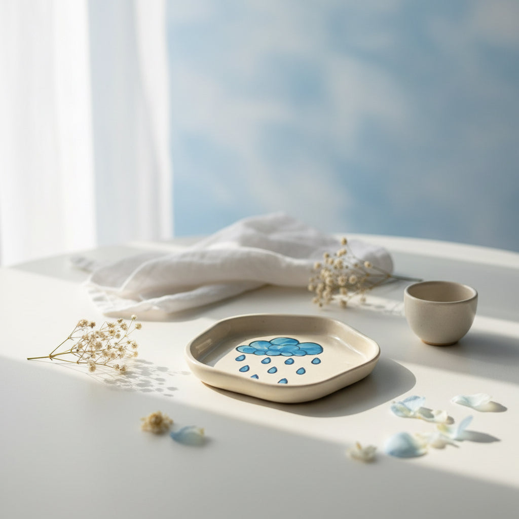 Cloud & Umbrella Mini Ceramic Cookie Plate – 4 Inch

(set of 1)