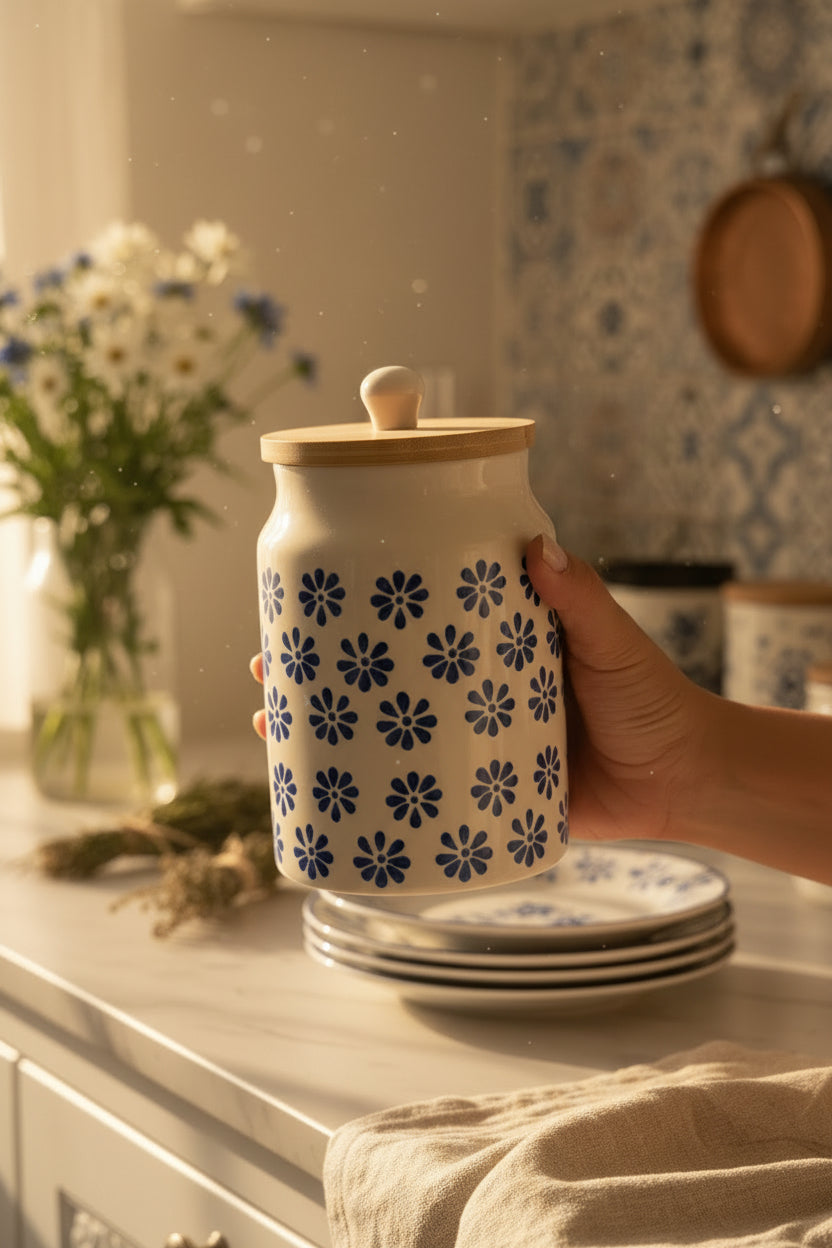 Blue blossom & Citrus Grove Airtight jars