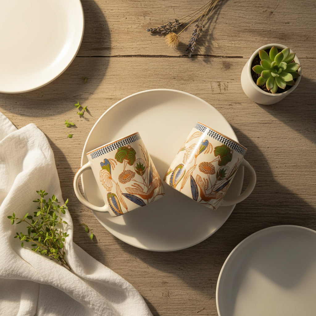 Heritage Carpet & Floral Mugs – 300 mL (Set of 1)