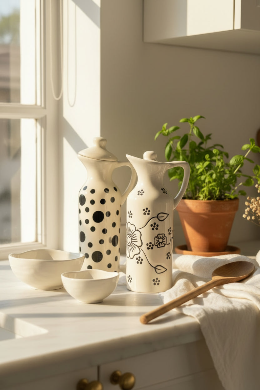 Handcrafted Ceramic Oil Dispenser – 350 mL