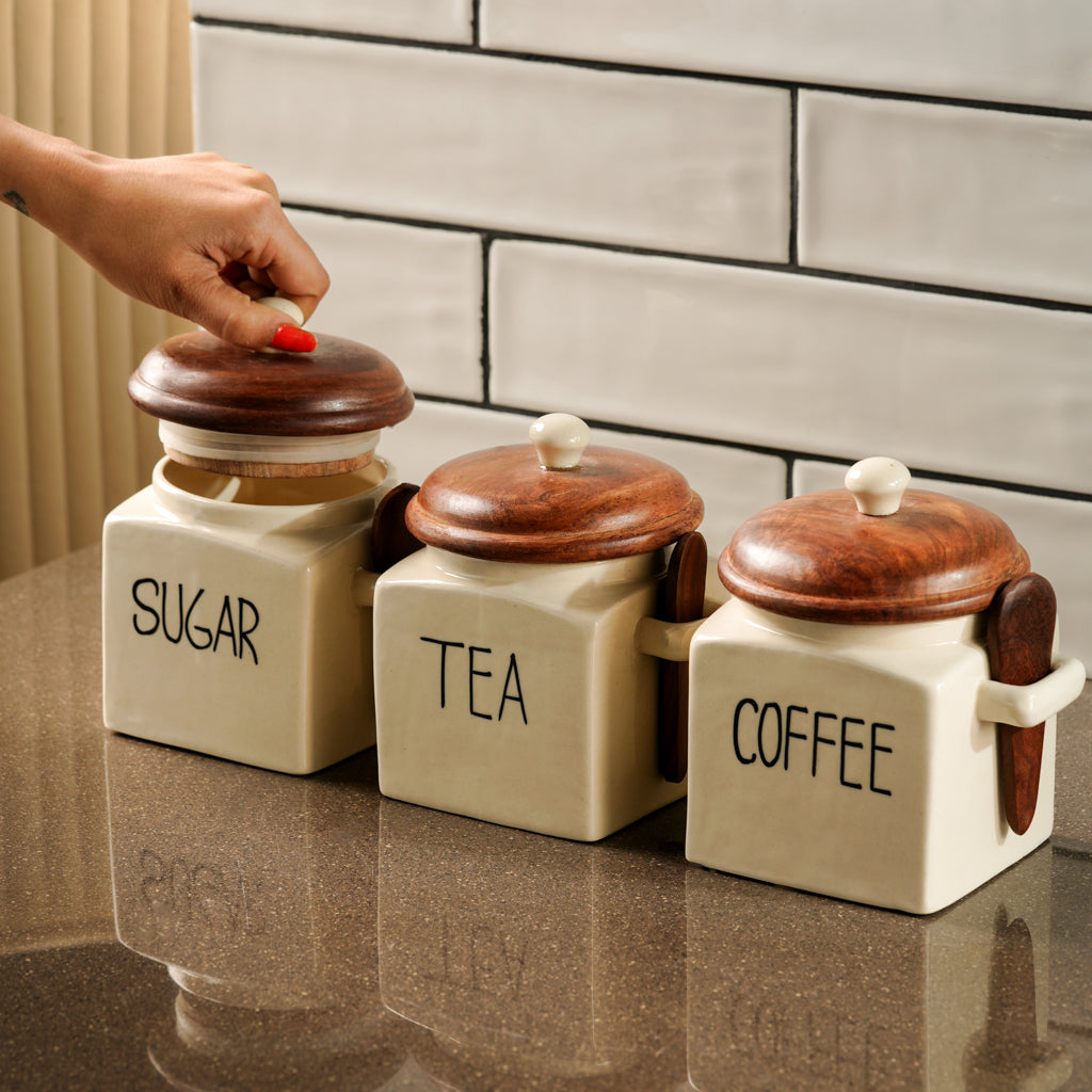 Tea Coffee Sugar & Salt jar ( Without Tray )Can select Options