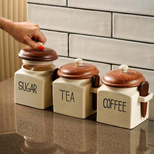 Tea Coffee Sugar & Salt jar ( Without Tray )Can select Options