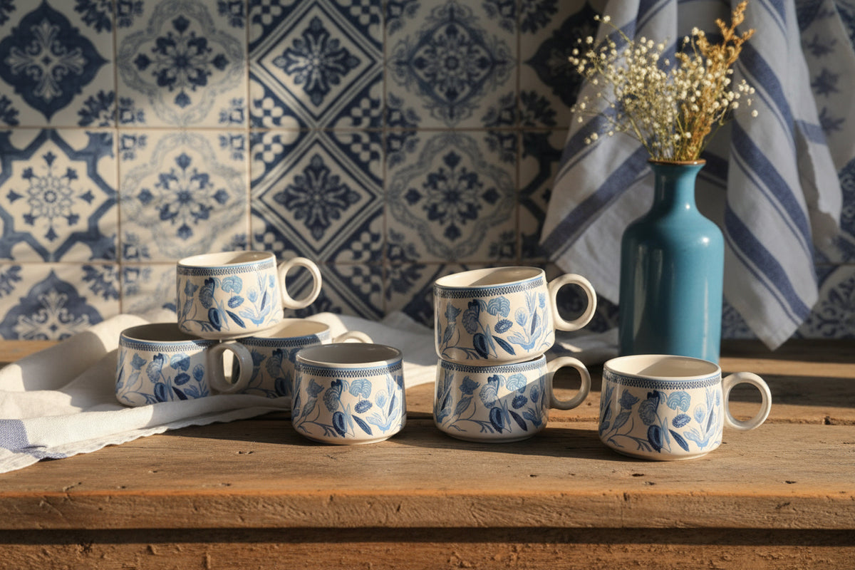 🌸 Multicolour & Floral Tea Cups – Set of 6