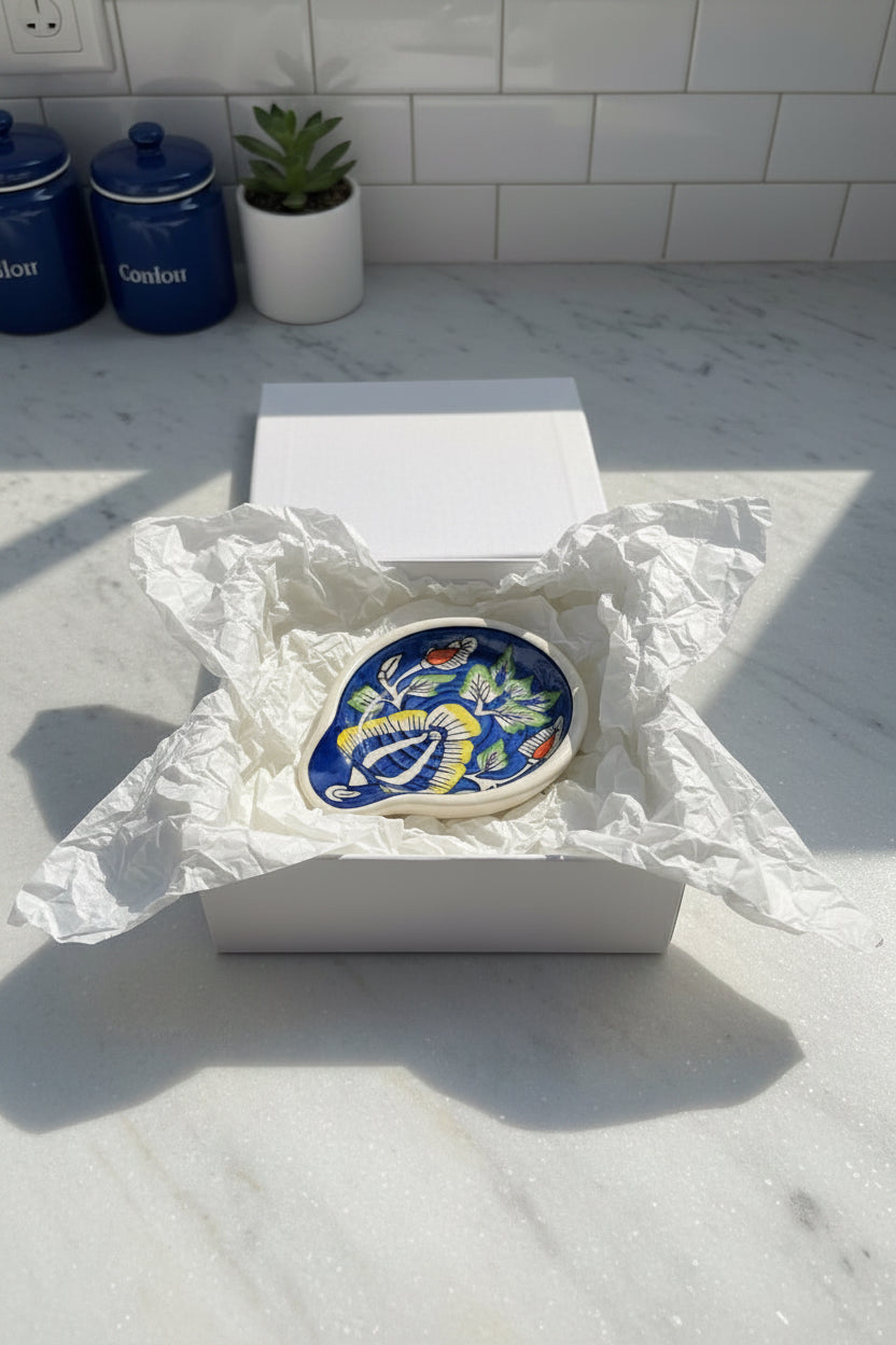 Ceramic Spoon Rest – 4 Hand-Painted Designs (Set of 1)