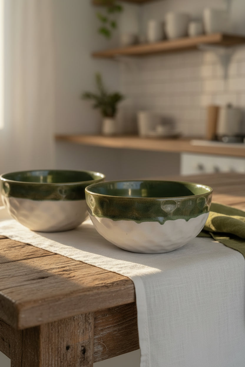 Olive Ombre Diamond Ceramic Bowl – 600 mL set of 1