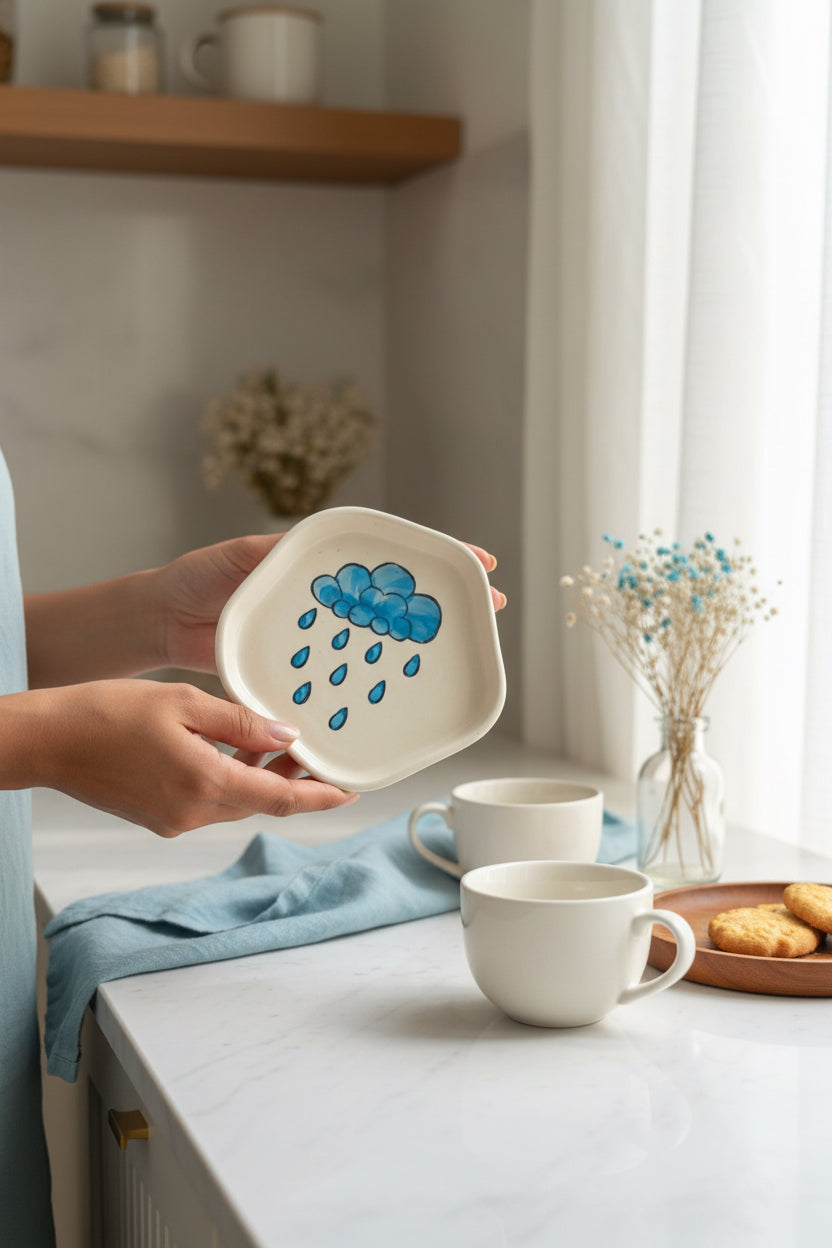 Cloud & Umbrella Mini Ceramic Cookie Plate – 4 Inch

(set of 1)
