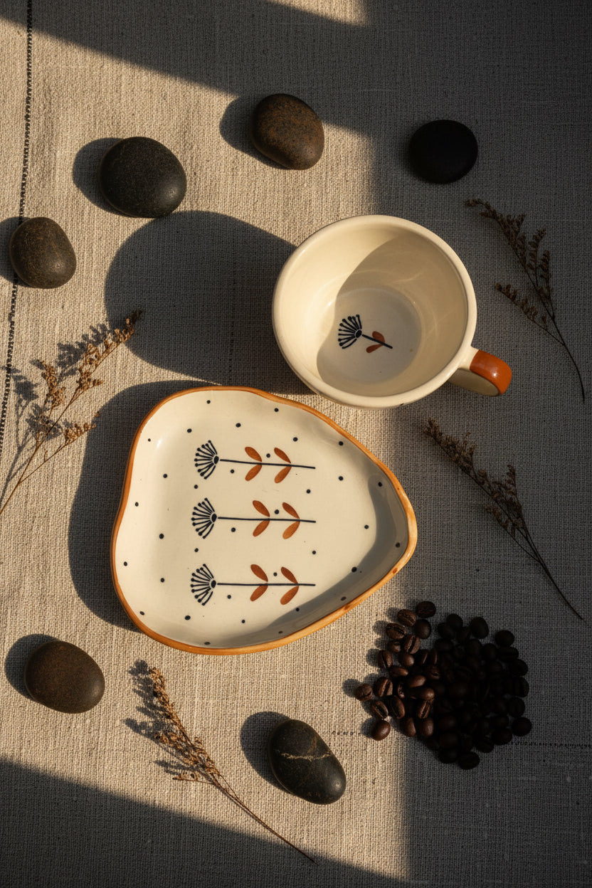 Ivory Bloom Hand-Painted Cup & Saucer Set
