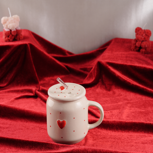 My Crockery Shop Ceramic Mug with Lid & Straw