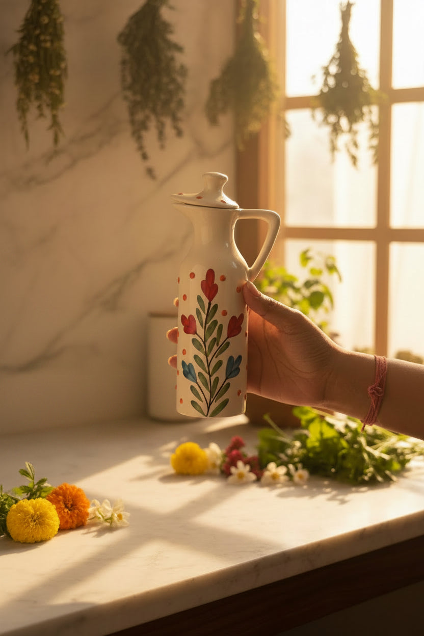 Handcrafted Ceramic Oil Dispenser – 350 mL