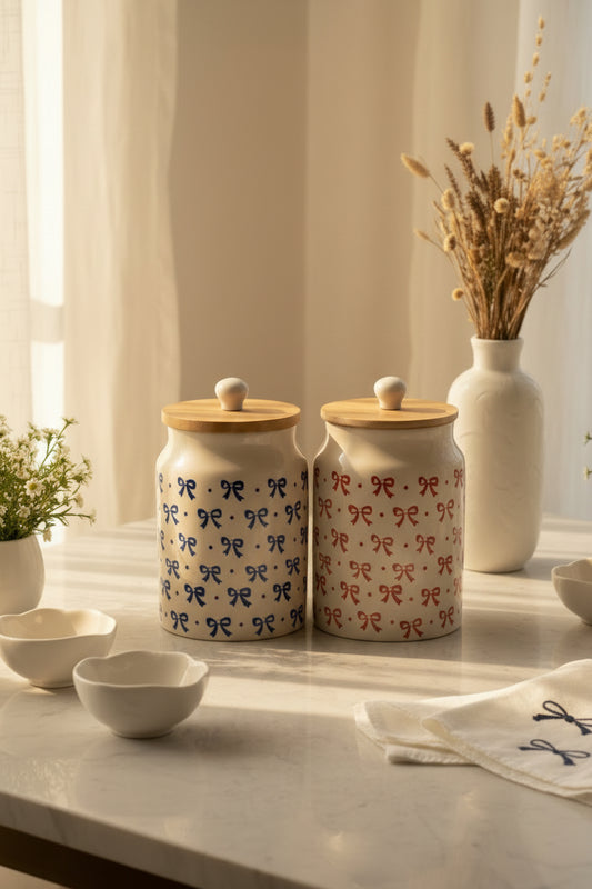 🎀Bow Charm Airtight ceramic Jar -950 mL