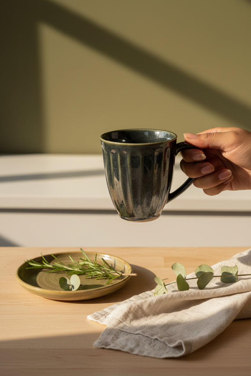 Blush & Olive Ceramic Mugs (Set of 1)