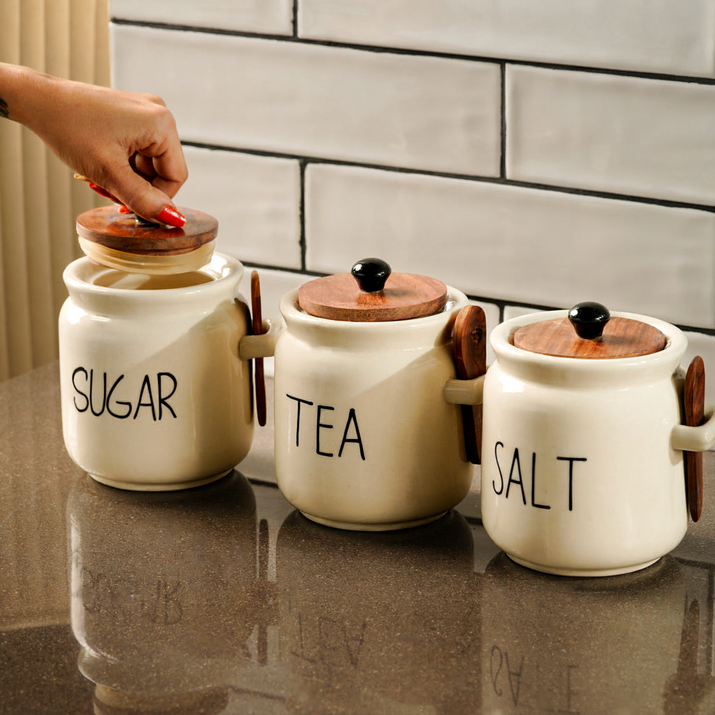 Tea / Sugar / Salt / Coffee Jars ( Set of 1)Can choose options