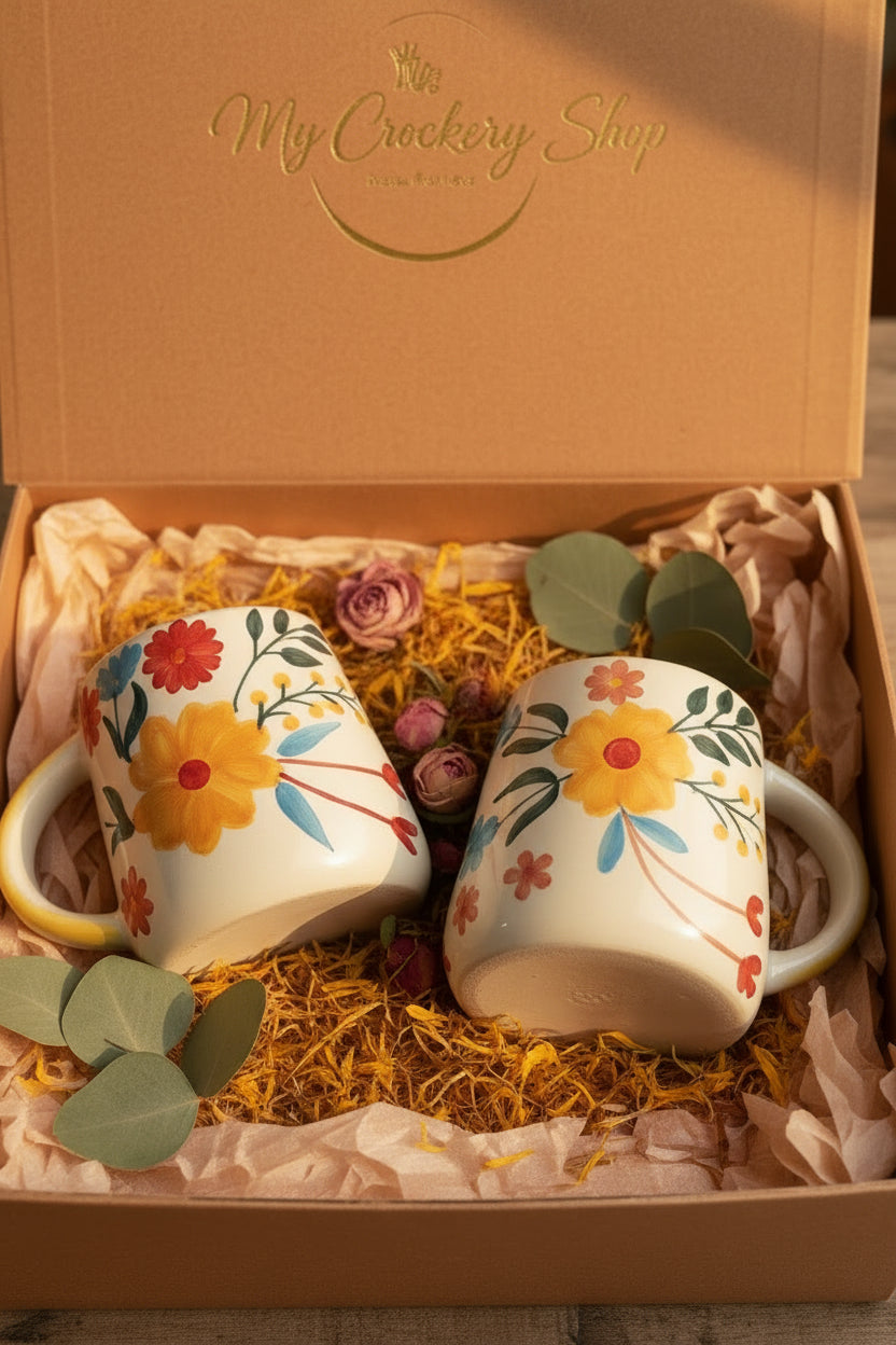 Bloom Garden Handpainted Ceramic Mug – 300 mL