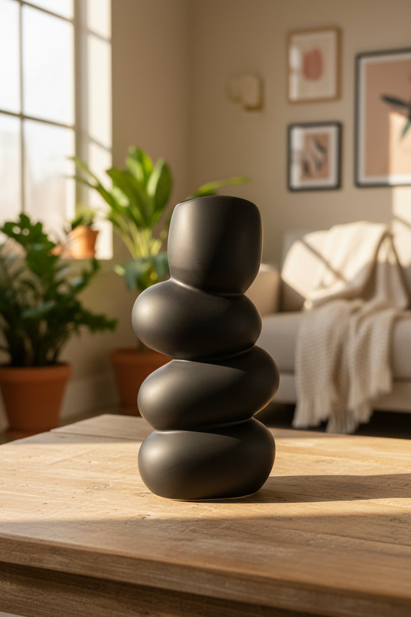 The "Zenith" Stacked Stone Ceramic Vase